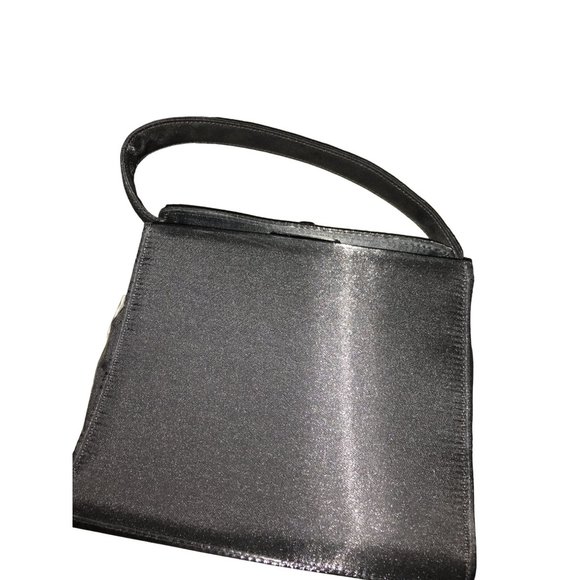 Square Satin Black Formal Purse Top Closure Hand or Shoulder Bag - Picture 1 of 7